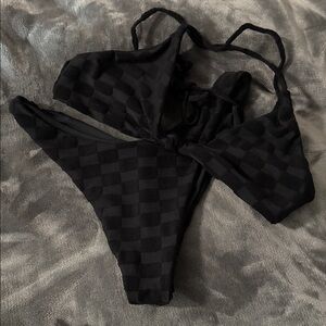 Skatie Black Checkered 2 Piece Bikini Swim Suit